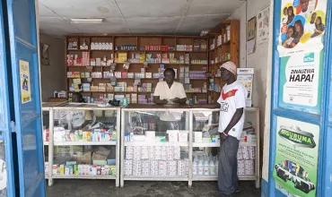 Array of medicines available at a pharmacy in Nairobi，Kenya