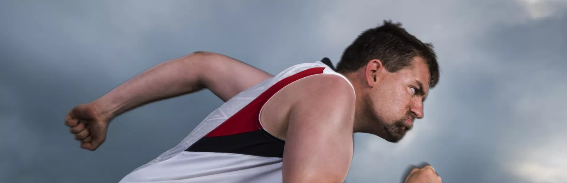 Determined man running