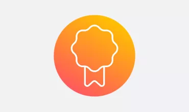 Orange gradient icon of a badge