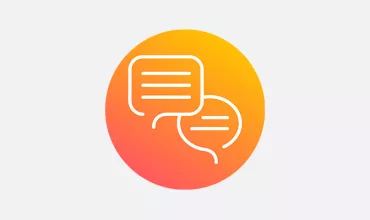 Orange gradient icon of speech bubbles