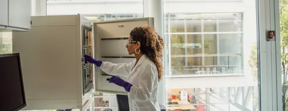 Scientist choosing samples