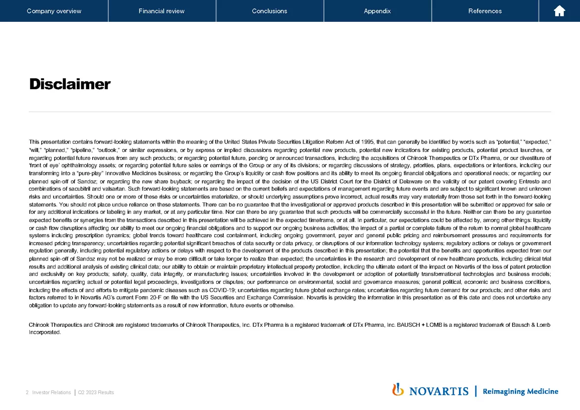 2023 Q2 Results Presentation & Transcript | Novartis