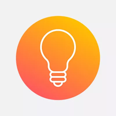 Orange gradient icon of a lightbulb