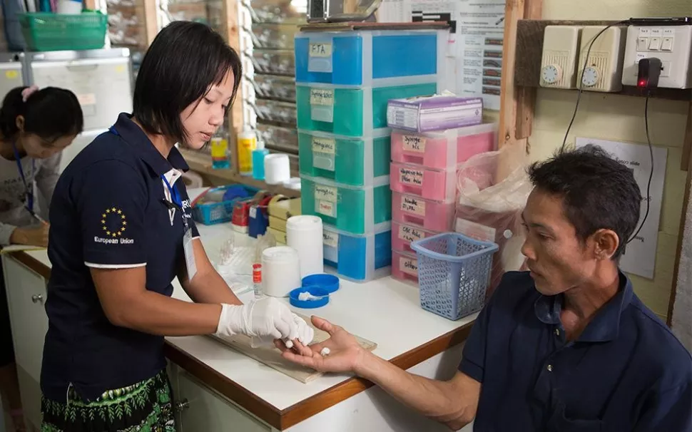 Refugees being treated for malaria