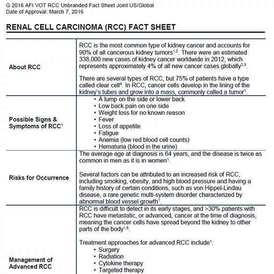 Renal Cell Carcinoma (RCC) Fact Sheet