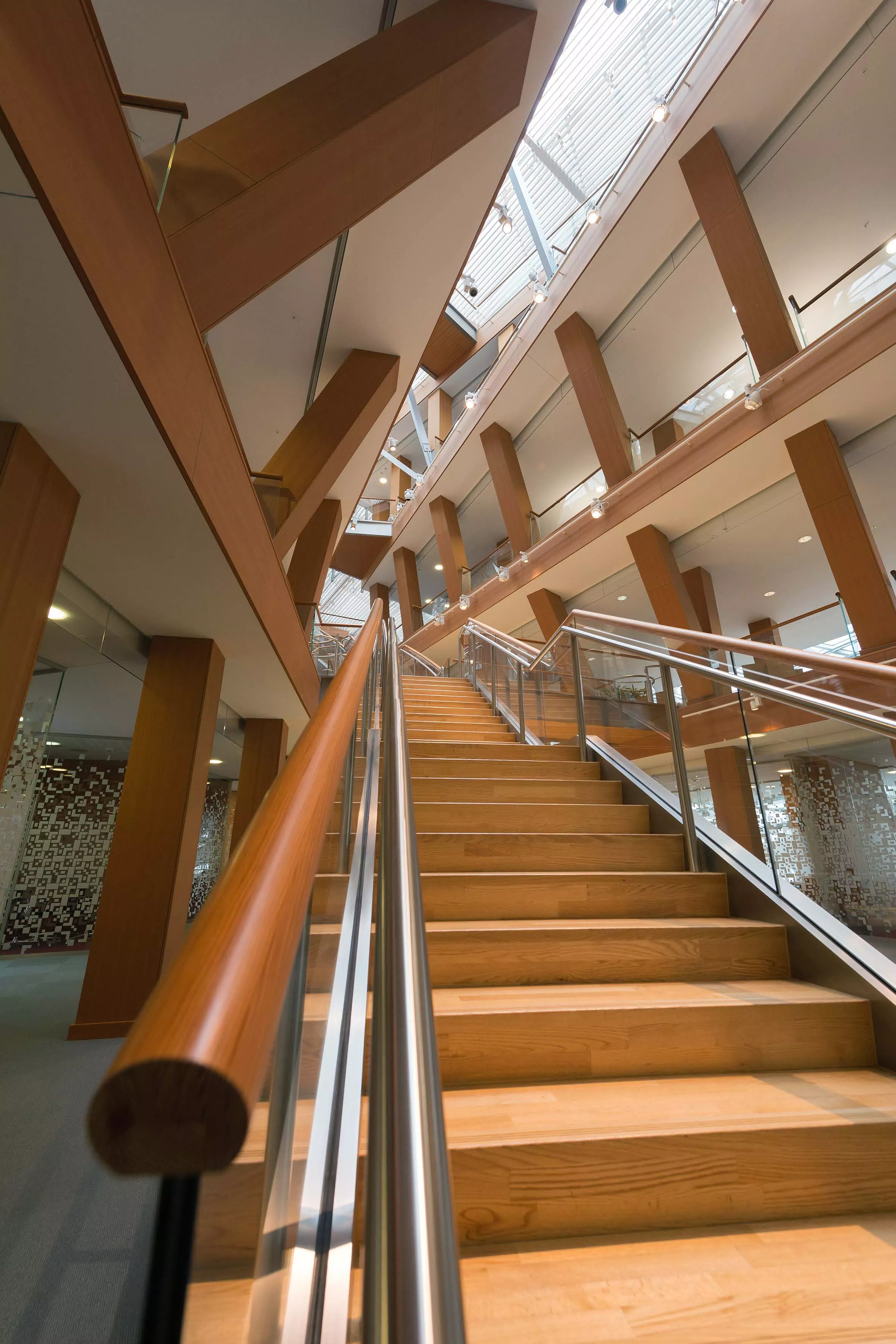 View of staircase in the Gehry building