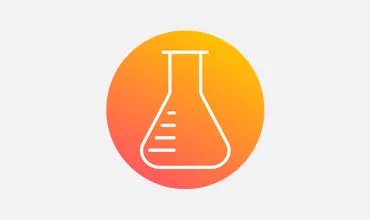 Orange gradient icon of a flask